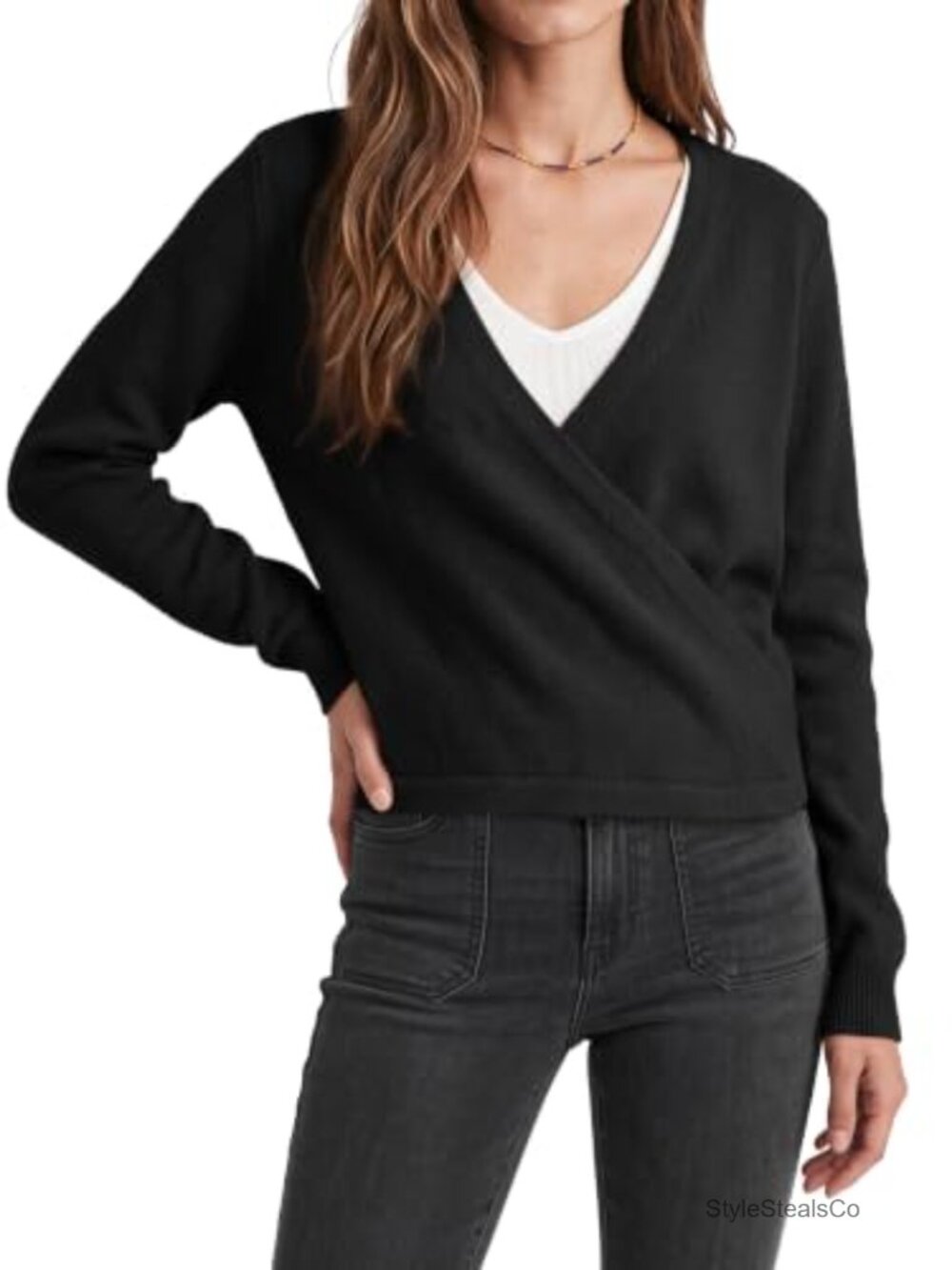 Wrap Sweater Cardigan V Neck Knit Top Long Sleeve